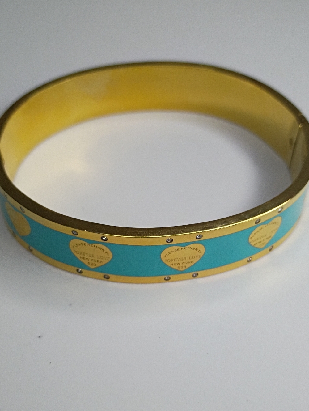 New Gold Plated Turquoise Heart Enamel Bangle Bracelet